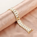 Big Diamond Three-bead Steel Strap Watch Band For Apple Watch Series 7 41mm / 6&SE&5&4 40mm / 3&2&1 38mm(Gold+White)