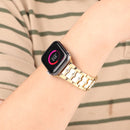 Big Diamond Three-bead Steel Strap Watch Band For Apple Watch Series 7 41mm / 6&SE&5&4 40mm / 3&2&1 38mm(Gold+White)