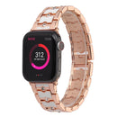 Big Diamond Three-bead Steel Strap Watch Band For Apple Watch Series 7 41mm / 6&SE&5&4 40mm / 3&2&1 38mm(Rose Gold+White)