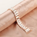 Big Diamond Three-bead Steel Strap Watch Band For Apple Watch Series 7 41mm / 6&SE&5&4 40mm / 3&2&1 38mm(Rose Gold+White)