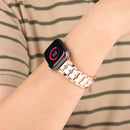 Big Diamond Three-bead Steel Strap Watch Band For Apple Watch Series 7 41mm / 6&SE&5&4 40mm / 3&2&1 38mm(Rose Gold+White)