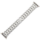 Big Diamond Three-bead Steel Strap Watch Band For Apple Watch Series 7 41mm / 6&SE&5&4 40mm / 3&2&1 38mm(Silver+White)