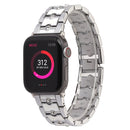 Big Diamond Three-bead Steel Strap Watch Band For Apple Watch Series 7 41mm / 6&SE&5&4 40mm / 3&2&1 38mm(Silver+White)