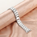 Big Diamond Three-bead Steel Strap Watch Band For Apple Watch Series 7 41mm / 6&SE&5&4 40mm / 3&2&1 38mm(Silver+White)