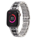 Big Diamond Three-bead Steel Strap Watch Band For Apple Watch Series 7 41mm / 6&SE&5&4 40mm / 3&2&1 38mm(Silver+Black)