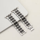 Big Diamond Three-bead Steel Strap Watch Band For Apple Watch Series 7 41mm / 6&SE&5&4 40mm / 3&2&1 38mm(Silver+Black)