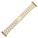 Big Diamond Three-bead Steel Strap Watch Band For Apple Watch Series 7 45mm / 6&SE&5&4 44mm / 3&2&1 42mm(Gold+White)