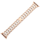 Big Diamond Three-bead Steel Strap Watch Band For Apple Watch Series 7 45mm / 6&SE&5&4 44mm / 3&2&1 42mm(Rose Gold+White)