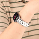 Big Diamond Three-bead Steel Strap Watch Band For Apple Watch Series 7 45mm / 6&SE&5&4 44mm / 3&2&1 42mm(Silver+White)