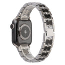 Big Diamond Three-bead Steel Strap Watch Band For Apple Watch Series 7 45mm / 6&SE&5&4 44mm / 3&2&1 42mm(Silver+Black)