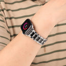 Big Diamond Three-bead Steel Strap Watch Band For Apple Watch Series 7 45mm / 6&SE&5&4 44mm / 3&2&1 42mm(Silver+Black)