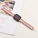 Five-beads Flag Style Steel Strap Watch Band For Apple Watch Series 7 41mm / 6&SE&5&4 40mm / 3&2&1 38mm(Red Blue Rose Gold)