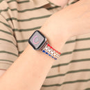 Five-beads Flag Style Steel Strap Watch Band For Apple Watch Series 7 41mm / 6&SE&5&4 40mm / 3&2&1 38mm(Red Blue Rose Gold)
