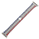 Five-beads Flag Style Steel Strap Watch Band For Apple Watch Series 7 41mm / 6&SE&5&4 40mm / 3&2&1 38mm(Red Blue Silver)