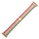 Five-beads Flag Style Steel Strap Watch Band For Apple Watch Series 7 41mm / 6&SE&5&4 40mm / 3&2&1 38mm(Red Green Rose Gold)