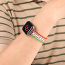 Five-beads Flag Style Steel Strap Watch Band For Apple Watch Series 7 41mm / 6&SE&5&4 40mm / 3&2&1 38mm(Red Green Rose Gold)