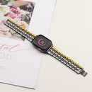 Five-beads Flag Style Steel Strap Watch Band For Apple Watch Series 7 41mm / 6&SE&5&4 40mm / 3&2&1 38mm(Yellow Blue Black)