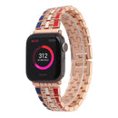 Five-beads Flag Style Steel Strap Watch Band For Apple Watch Series 7 45mm / 6&SE&5&4 44mm / 3&2&1 42mm(Red Blue Rose Gold)