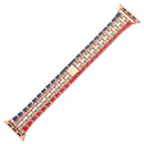 Five-beads Flag Style Steel Strap Watch Band For Apple Watch Series 7 45mm / 6&SE&5&4 44mm / 3&2&1 42mm(Red Blue Rose Gold)