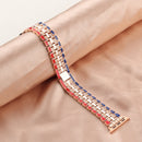 Five-beads Flag Style Steel Strap Watch Band For Apple Watch Series 7 45mm / 6&SE&5&4 44mm / 3&2&1 42mm(Red Blue Rose Gold)