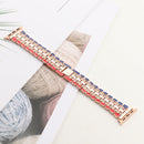 Five-beads Flag Style Steel Strap Watch Band For Apple Watch Series 7 45mm / 6&SE&5&4 44mm / 3&2&1 42mm(Red Blue Rose Gold)