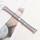 Five-beads Flag Style Steel Strap Watch Band For Apple Watch Series 7 45mm / 6&SE&5&4 44mm / 3&2&1 42mm(Red Blue Silver)