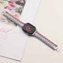 Five-beads Flag Style Steel Strap Watch Band For Apple Watch Series 7 45mm / 6&SE&5&4 44mm / 3&2&1 42mm(Red Blue Silver)