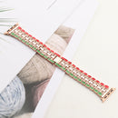Five-beads Flag Style Steel Strap Watch Band For Apple Watch Series 7 45mm / 6&SE&5&4 44mm / 3&2&1 42mm(Red Green Rose Gold)