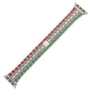 Five-beads Flag Style Steel Strap Watch Band For Apple Watch Series 7 45mm / 6&SE&5&4 44mm / 3&2&1 42mm(Red Green Silver)