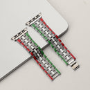 Five-beads Flag Style Steel Strap Watch Band For Apple Watch Series 7 45mm / 6&SE&5&4 44mm / 3&2&1 42mm(Red Green Silver)