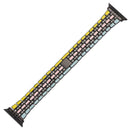 Five-beads Flag Style Steel Strap Watch Band For Apple Watch Series 7 45mm / 6&SE&5&4 44mm / 3&2&1 42mm(Yellow Blue Black)
