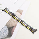 Five-beads Flag Style Steel Strap Watch Band For Apple Watch Series 7 45mm / 6&SE&5&4 44mm / 3&2&1 42mm(Yellow Blue Black)