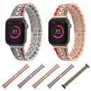 Five-beads Flag Style Steel Strap Watch Band For Apple Watch Series 7 45mm / 6&SE&5&4 44mm / 3&2&1 42mm(Red Green Silver)