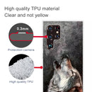 For Samaung Galaxy S22 Ultra 5G Painted Pattern Transparent TPU Phone Case(Howling Wolf)