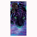 For Samaung Galaxy S22 Ultra 5G Painted Pattern Transparent TPU Phone Case(Purple Tiger)