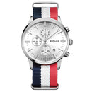BAOGELA 1611 Small Three-pin Luminous Chronograph Calendar Quartz Watch For Men(Blue White Red Steel White)