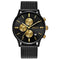 BAOGELA 1611 Small Three-pin Luminous Chronograph Calendar Quartz Watch For Men(Black and Black Gold)