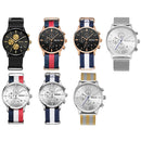 BAOGELA 1611 Small Three-pin Luminous Chronograph Calendar Quartz Watch For Men(Blue White Red Steel White)