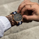 BAOGELA 1611 Small Three-pin Luminous Chronograph Calendar Quartz Watch For Men(Blue Red Blue Rose Black)