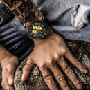 BAOGELA 1611 Small Three-pin Luminous Chronograph Calendar Quartz Watch For Men(Black and Black Gold)