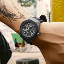 BAOGELA 1901 Honeycomb Hollow Luminous Dial Silicone Strap Quartz Watch For Men(Black Rose Gold)