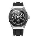 BAOGELA 1901 Honeycomb Hollow Luminous Dial Silicone Strap Quartz Watch For Men(Black Silver)