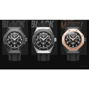 BAOGELA 1901 Honeycomb Hollow Luminous Dial Silicone Strap Quartz Watch For Men(Black Silver)