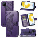 For OPPO Realme C21Y Butterfly Love Flowers Embossed Horizontal Flip Leather Case with Holder & Card Slots & Wallet & Lanyard(Dark Purple)