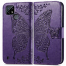 For OPPO Realme C21Y Butterfly Love Flowers Embossed Horizontal Flip Leather Case with Holder & Card Slots & Wallet & Lanyard(Dark Purple)