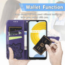 For OPPO Realme C21Y Butterfly Love Flowers Embossed Horizontal Flip Leather Case with Holder & Card Slots & Wallet & Lanyard(Dark Purple)