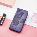For OPPO Realme C21Y Butterfly Love Flowers Embossed Horizontal Flip Leather Case with Holder & Card Slots & Wallet & Lanyard(Dark Purple)