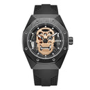 BAOGELA 1902 Skull Luminous Dial Silicone Strap Quartz Watch For Men(Black Rose Gold)