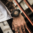 BAOGELA 1902 Skull Luminous Dial Silicone Strap Quartz Watch For Men(Black Rose Gold)