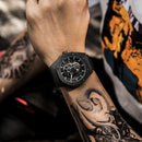 BAOGELA 1902 Skull Luminous Dial Silicone Strap Quartz Watch For Men(Black)